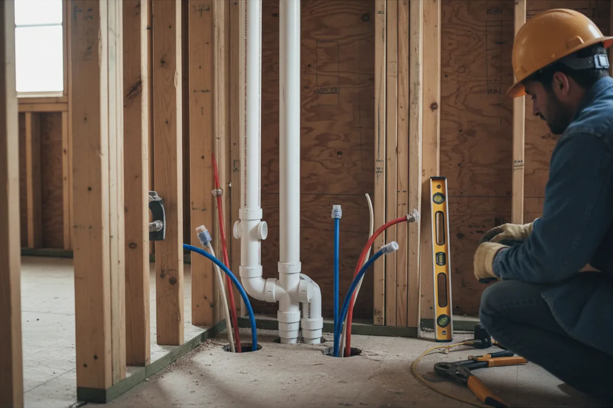 Drain and supply rough-in during Leak Detection in Monticello